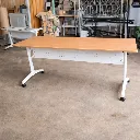 โต๊ะมีล้อ หน้าพับได้เมลามีน ขาเหล็กแปปไข่ 30*60 มม. หนา 1.5 มิลพ่นสี บังตาเหล็ก