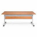 โต๊ะมีล้อ หน้าพับได้ เมลามีน มีตะแกรง ขาเหล็กแป๊ปไข่ 30×60 มม. พร้อมบังตาไม้