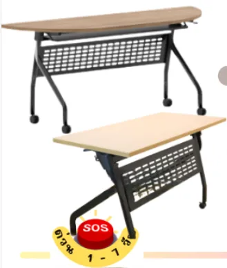 โต๊ะพับหน้าได้ หน้าเมลามีน ขาเหล็ก 1.2 มม. พร้อมตะแกรง (Flip Top Training Table)