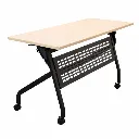 โต๊ะเทรนนิ่งพับหน้าได้ หน้าเมลามีน ขาเหล็ก 1.2 มม. พร้อมตะแกรง (Flip Top Training Table)