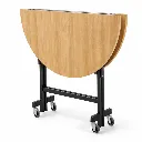 โต๊ะกลมพับหน้า (โต๊ะแตงโม) มีล้อ หน้าไม้อัดปิดฟอเมก้า / เมลามีน