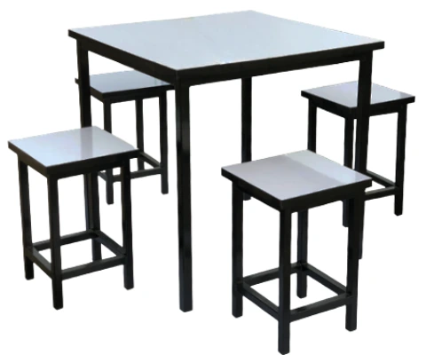 ชุดโต๊ะโรงอาหารหน้าเมลามีน พร้อมเก้าอี้ 2–4 ตัว ขาพ่นสีดำหรือขาว