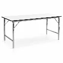 โต๊ะพับหน้าเมลามีนสีขาว TOP หนา 19 มม. โครงขาเหล็กพับได้ ชุบโครเมี่ยม