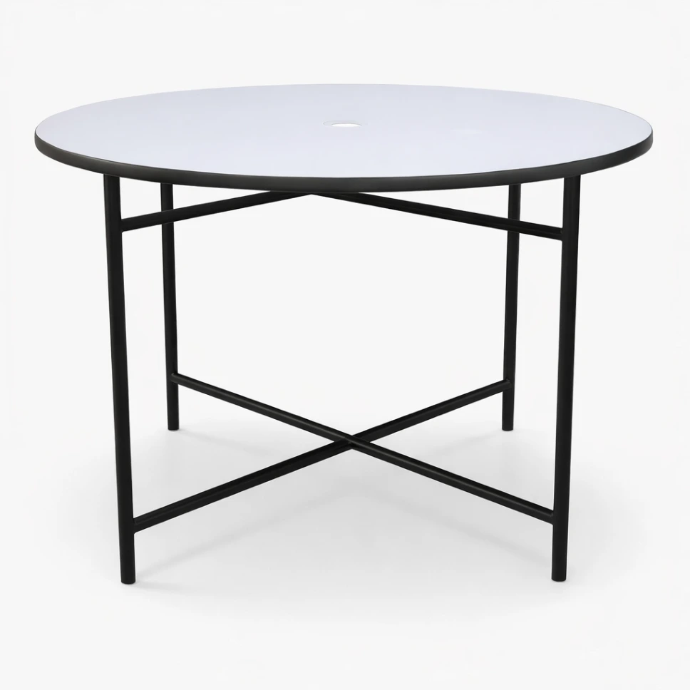 โต๊ะพับกลม หน้าเมลามีนไร้รอยต่อ ขาเหล็กชุบโครเมี่ยม