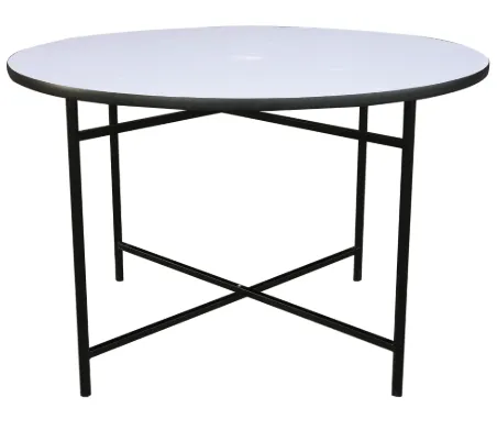 โต๊ะพับกลม หน้าเมลามีนไร้รอยต่อ ขาเหล็กชุบโครเมี่ยม