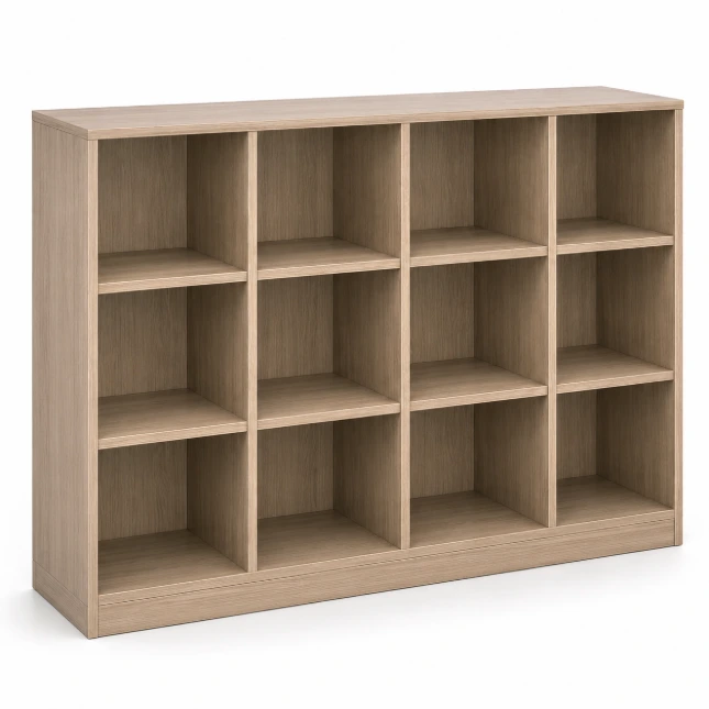 ตู้เอกสารโล่ง 3 ชั้น 12 ช่อง เมลามีน ท็อป 25 มม. ข้าง 19 มม. ขนาด 160×40×120 ซม.