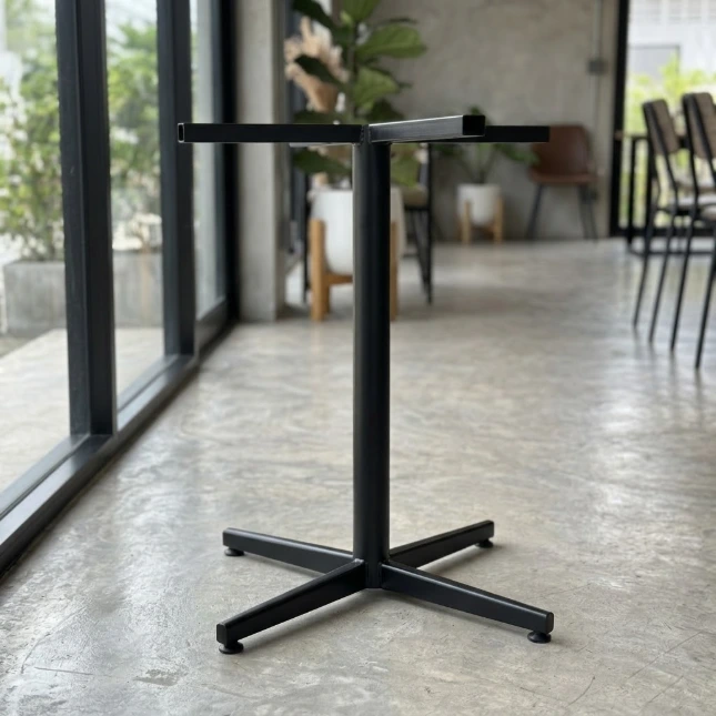 ขาโต๊ะเสากลางเหล็กกลม 2 นิ้ว ฐานกากบาท สีดำ สูง 72.5 ซม. (Metal Pedestal Table Base)