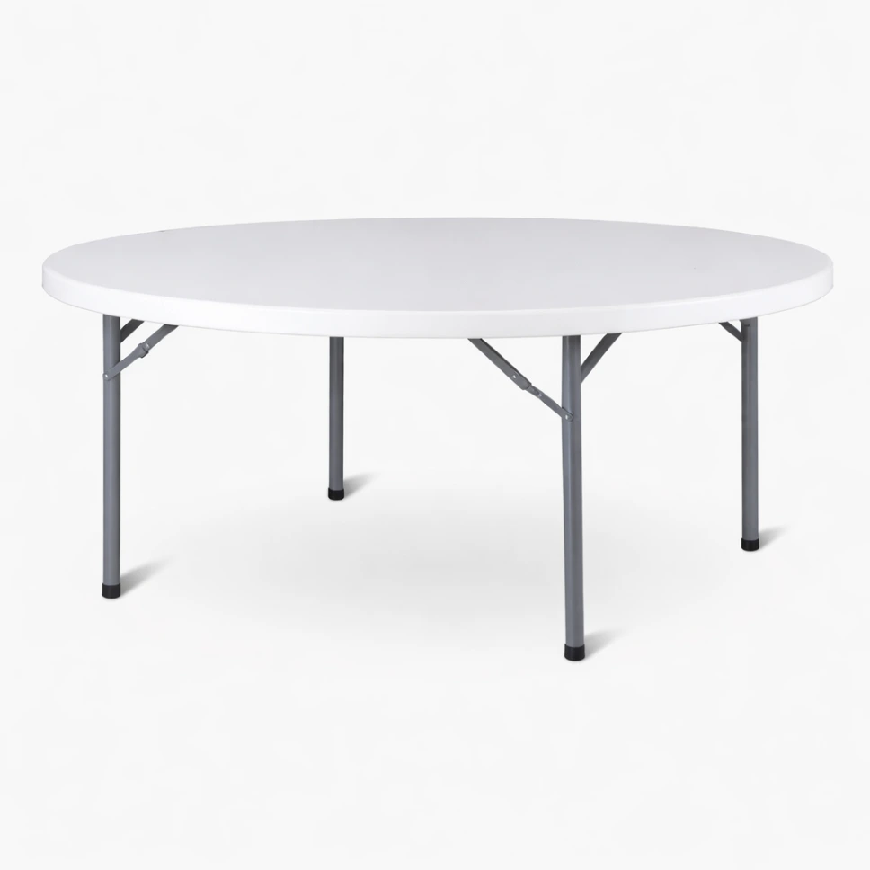 โต๊ะพับหน้าพลาสติกกลม HDPE สีขาว พับได้