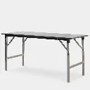 โต๊ะพับหน้าฟอเมก้าขาว / เมลามีนสีขาว TOP หนา 25 มม. โครงขาเหล็กพับได้ ชุบโครเมี่ยม