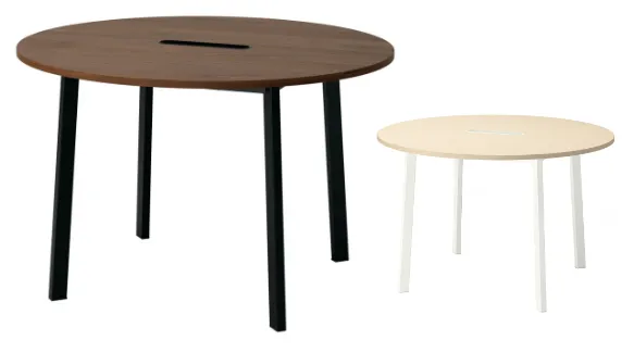 โต๊ะกลมขาเหล็กเหลี่ยม หน้าลายไม้ ขาตาย