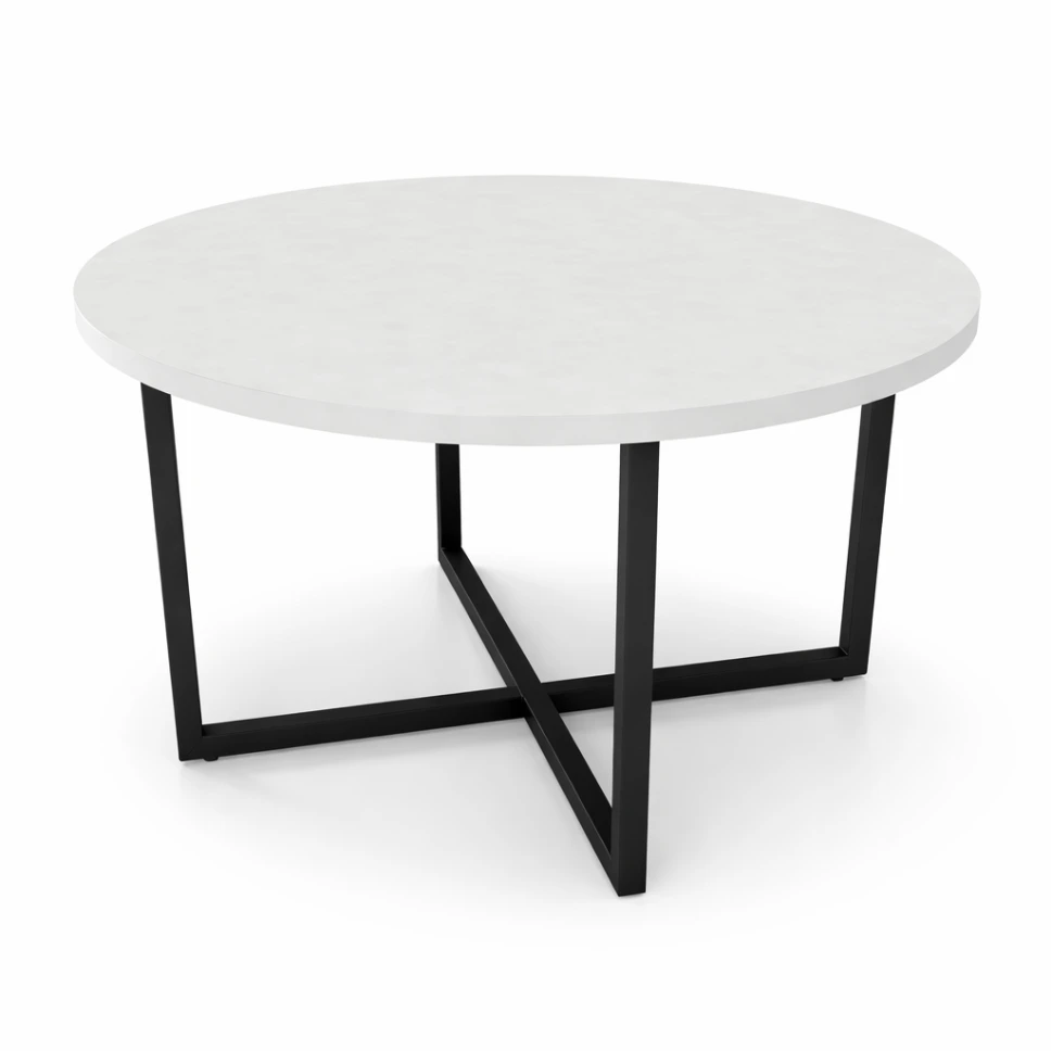 โต๊ะกลมหน้าเมลามีนขาว ขาเหล็ก