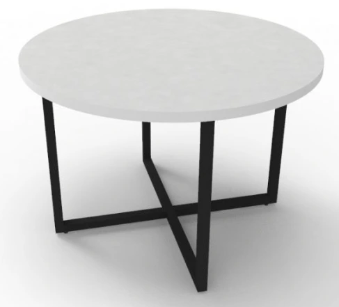 โต๊ะกลมหน้าเมลามีนขาว ขาเหล็ก