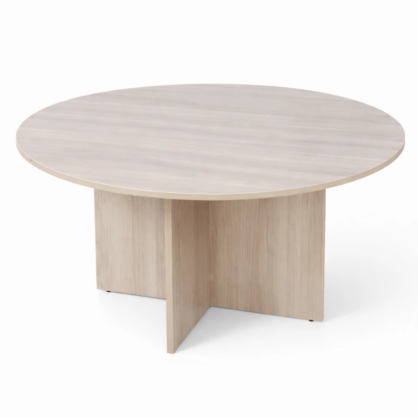 โต๊ะกลมขาไม้เมลามีนทั้งตัว หน้าลายไม้