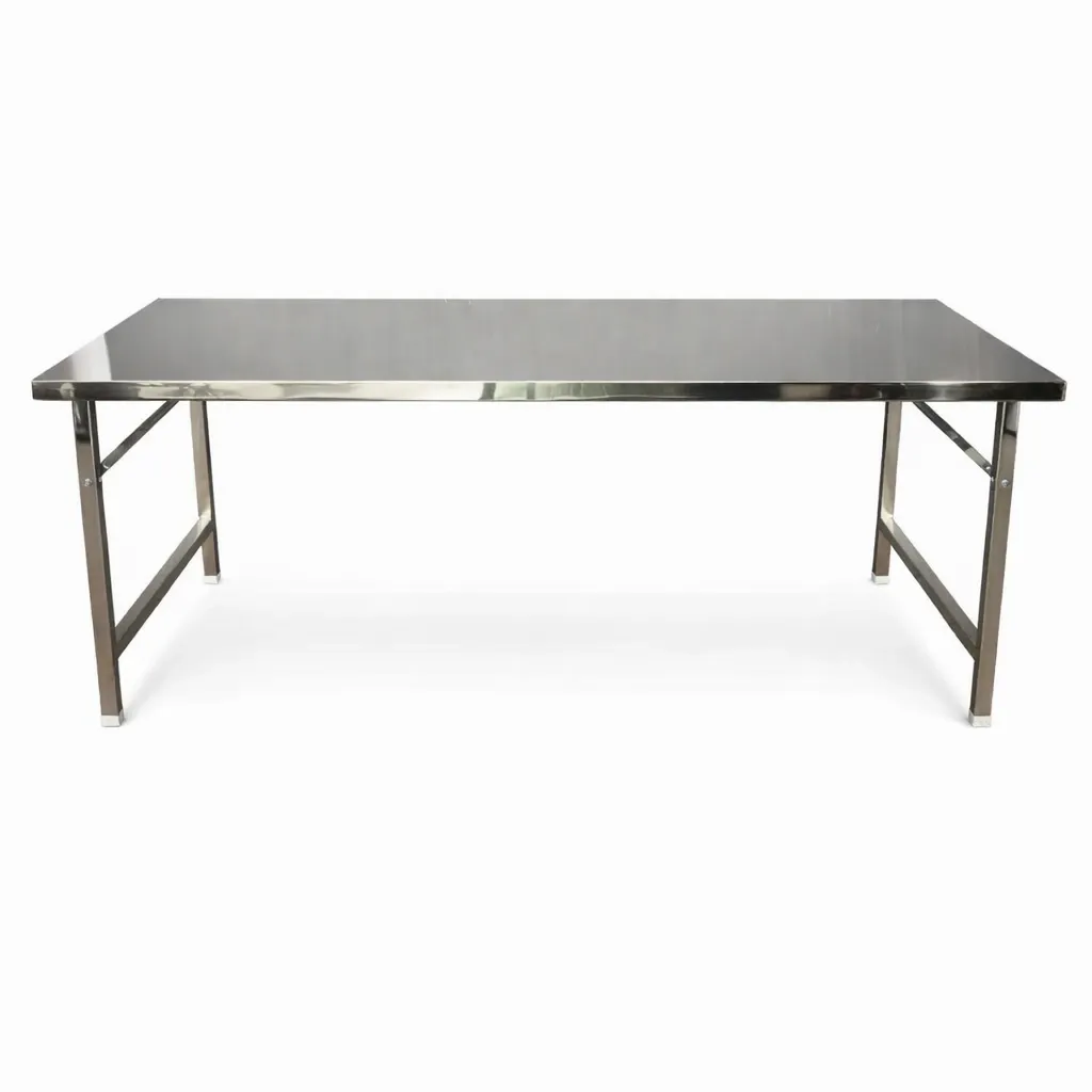 โต๊ะสแตนเลสแท้ เกรด 304 ปัดเงา ทนกรด–ด่าง หนา 1 มม.