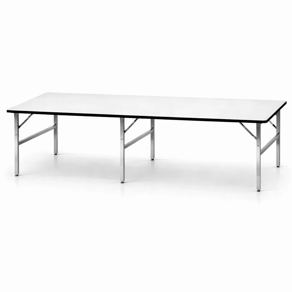 โต๊ะพับหน้าฟอเมก้า / เมลามีน TOP หนา 25 มม. โครงขาเหล็กพับได้ 3 ขา ชุบโครเมี่ยม