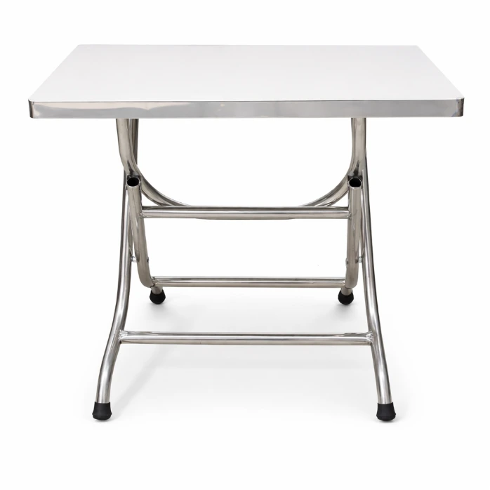 โต๊ะเหลี่ยมหน้าสแตนเลส ขาปีกนก พับได้