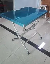 โต๊ะเหลี่ยมหน้าสแตนเลส ขาปีกนก พับได้