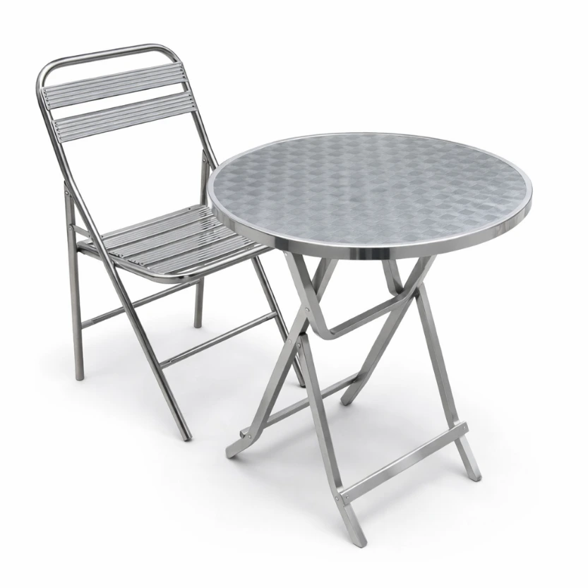 ชุดโต๊ะพร้อมเก้าอี้ สแตนเลส (โต๊ะกลม)