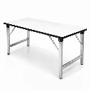 โต๊ะพับหน้าฟอเมก้าขาว / เมลามีนขาว TOP หนา 25 มม. ขาเหล็กใหญ่ 1.5×1.5 นิ้ว ชุบโครเมียม