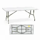 โต๊ะพับพลาสติก HDPE สีขาว ขาเหล็กพับได้