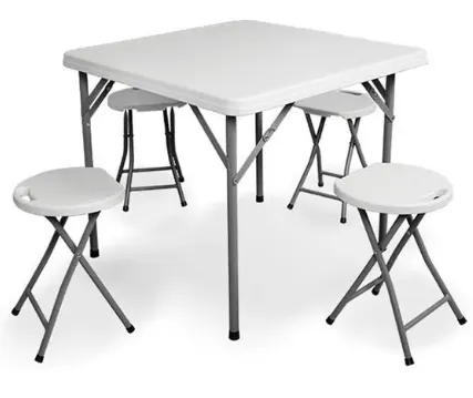โต๊ะพับหน้าพลาสติก HDPE สีขาว พร้อมเก้าอี้พับ 4 ตัว (ชุดโต๊ะอเนกประสงค์)